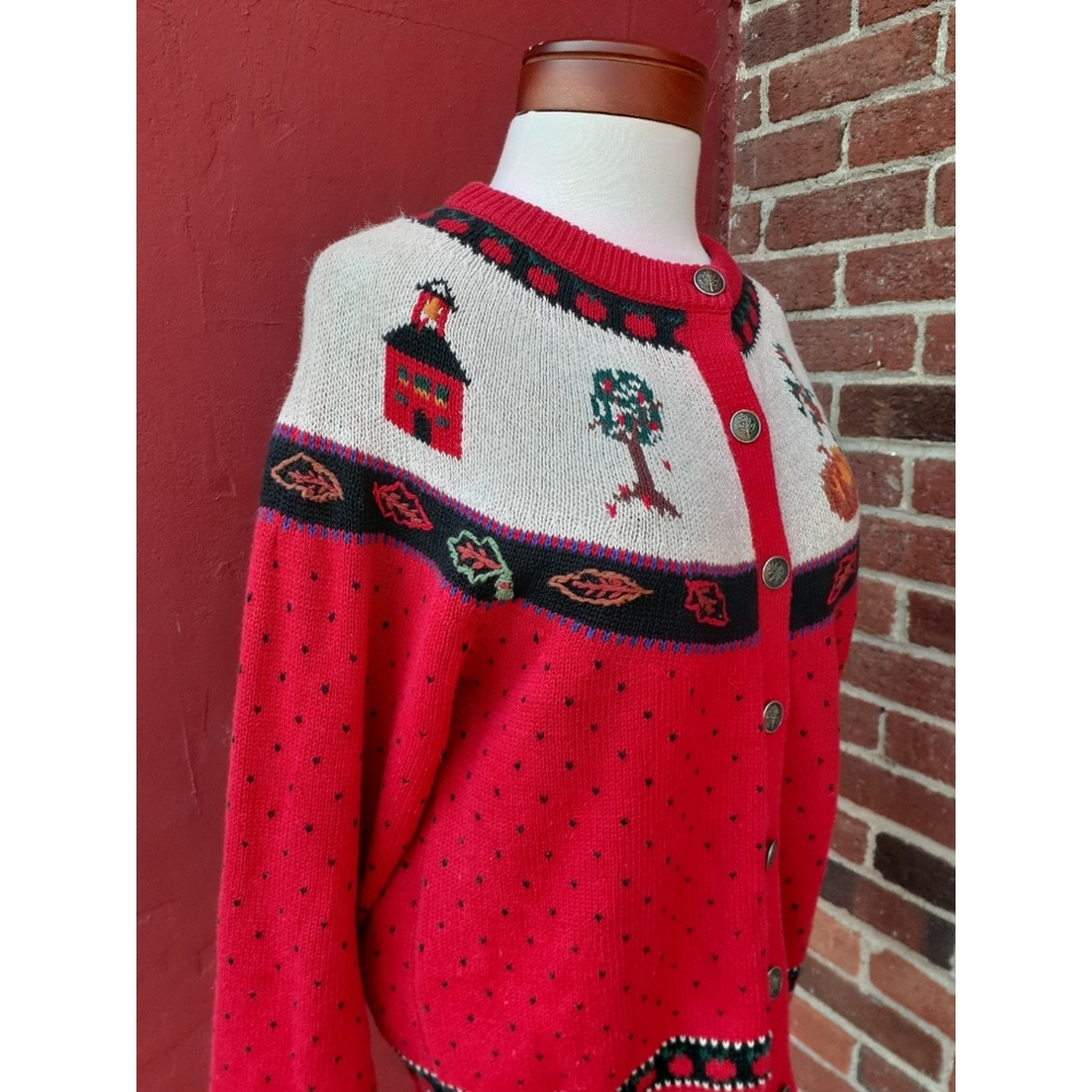 Woolrich Vintage Teacher Button Down Cardigan Sweater Novelty Embroidered Rare